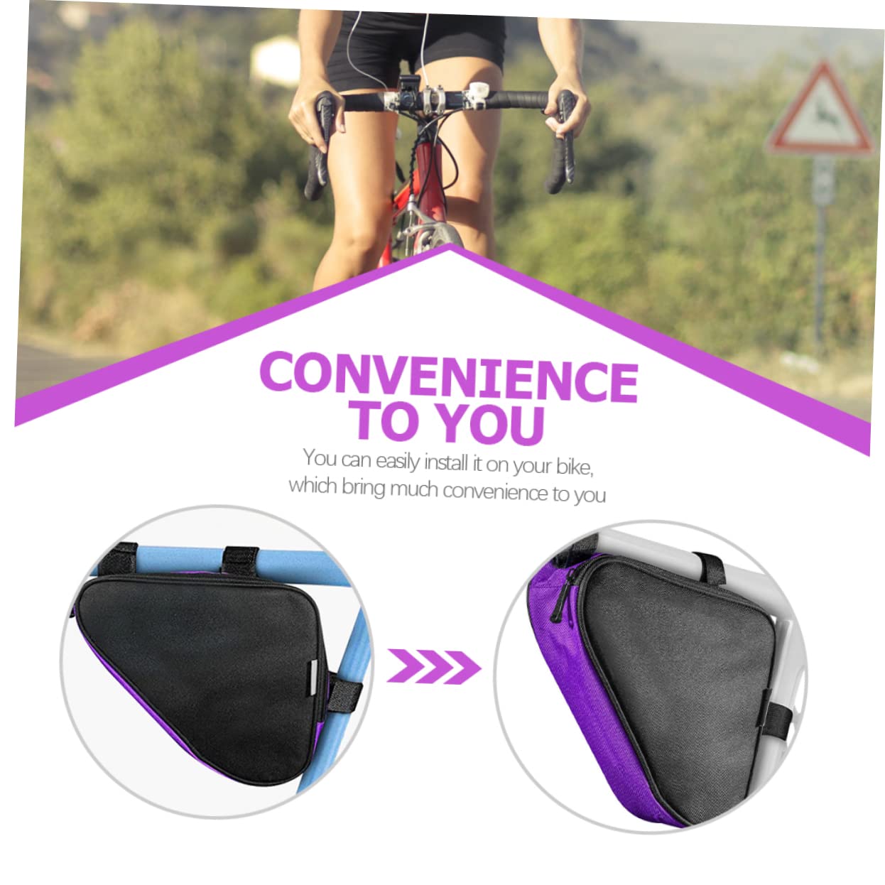 ibasenice 3 Pièces Sacoche de Cadre de Vélo Étanche de Rangement Multifonction pour Poche pour Hommes Installation Facile Sécurisée pour Plein Air Profond