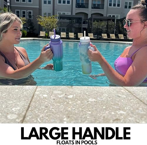 Miniatura 9 de Coldest - Vaso con asa y tapa con pajilla, 3 tapas aisladas, reutilizable, de acero inoxidable, taza de viaje, regalos para mujeres, él y ella,