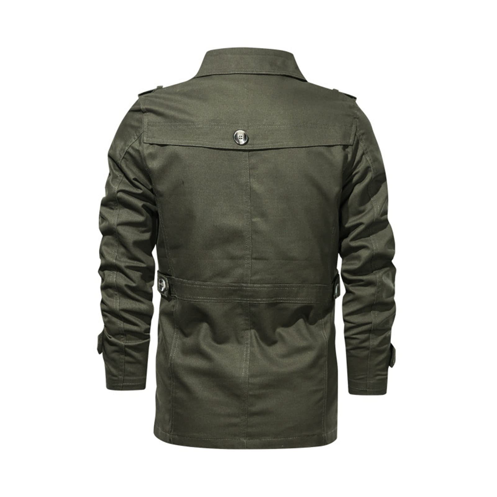 Maiyifu-GJ Men Trench Coat Single Breasted Slim fit Notch Lapel Long Jacket Lightweight Casual Button Down Windproof Overcoat (Armygreen,Large)