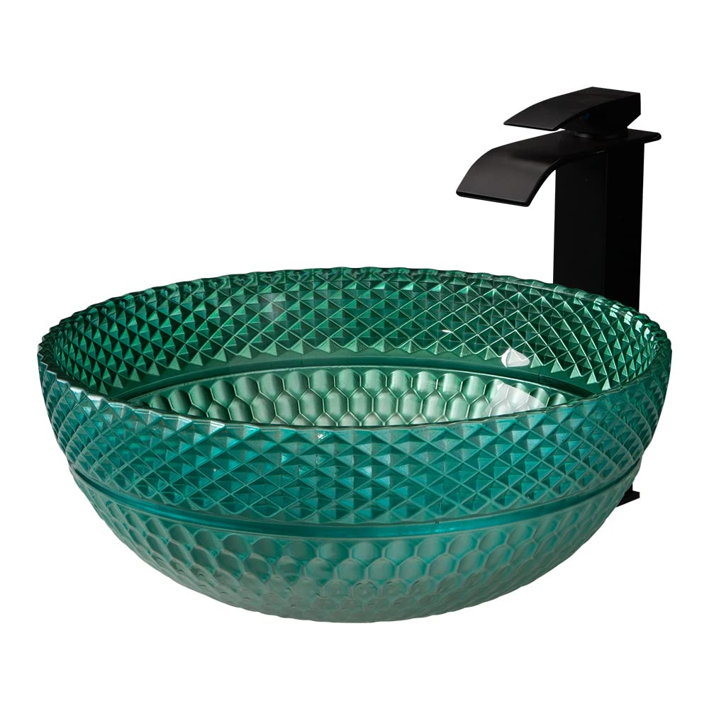Lavabo de recipiente Lavabo de baño de vidrio templado Lavabo de baño sobre encimera Lavabo de baño Forma de tazón Lavabo de tocador de baño Tapas con combinación de drenaje, gris, solo lavabo