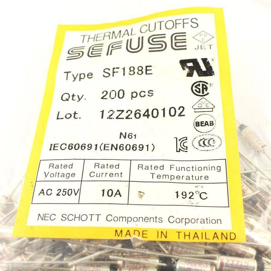 10 Pcs Thermal Fuse 192 Degree TF Cutoff 250V 10A SF188E