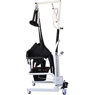 Patient Lift for Home, Electric Lift Shower Chair with Dual Motor and 180° Split Seat, Transport Wheelchair with Suspenders, Transfer Chair for Elderly Handicapped