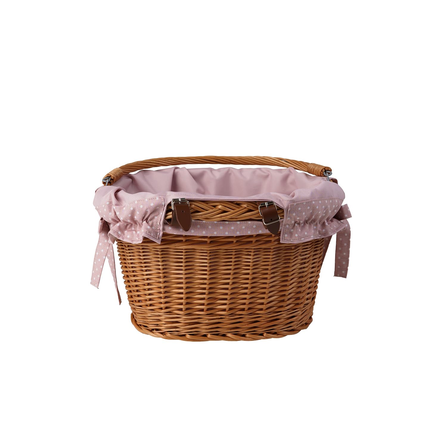 Panier de vélo rétro en osier avec sangles en cuir, sac de transport en osier pour un vélo