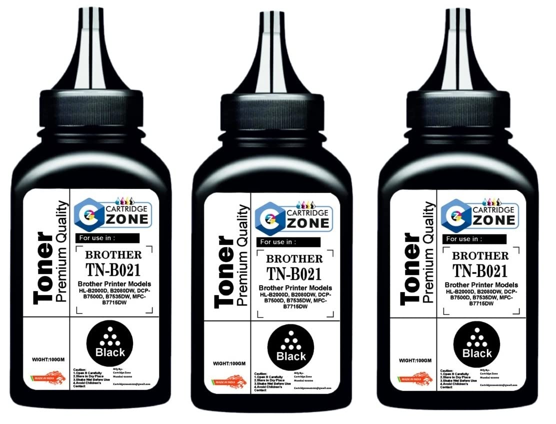 CARTRIDGE ZONE TN B021 Toner Powder Refill Compatible for Brother TN B021-100gm,for Brother HL-B2000D, B2080DW, D-C-B7500D, B7535DW, MFC-B7715DW. (3 PC) (B0BQYRPHV4) Amazon Price History, Amazon Price Tracker