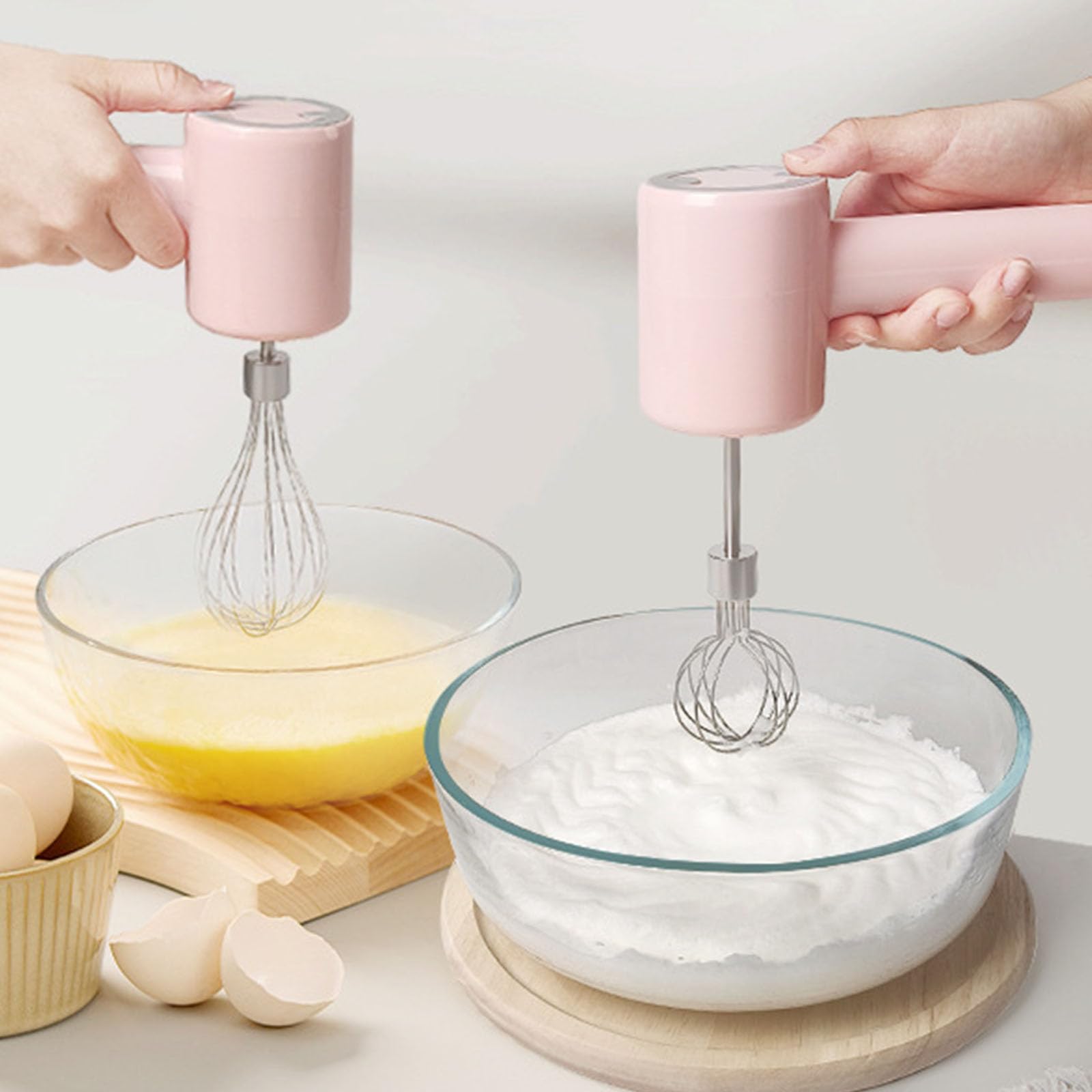 Rechargeable Cordless Electric Eggs Whisk For Baking 3 Speed Handheld Mixer With 2 Stainless Steel Attachments
