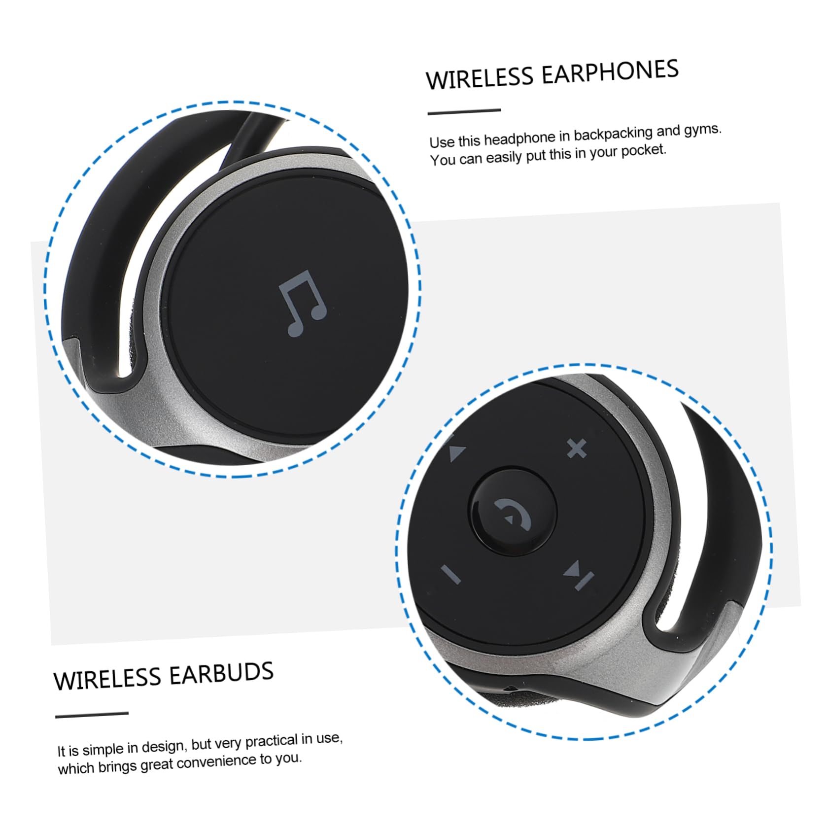KOMBIUDA Cuffie Auricolari Sport Wireless Headphones Microfono, Leggere in Abs, Design Ergonomico, Comode Occhiali, per Palestra e Allenamento