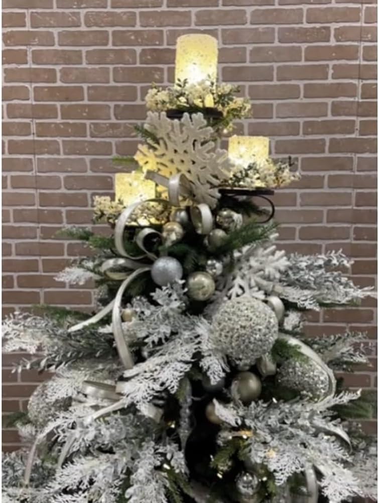 Christmas Candle Holder,Black Triple Tree Topper Candle Holder,Tree Topper Candle Holder,Candelabra Tree Topper,Christmas Topper Unique,Light up Tree Decor,Indoor Bedroom Tableware Kitchen(3pcs)