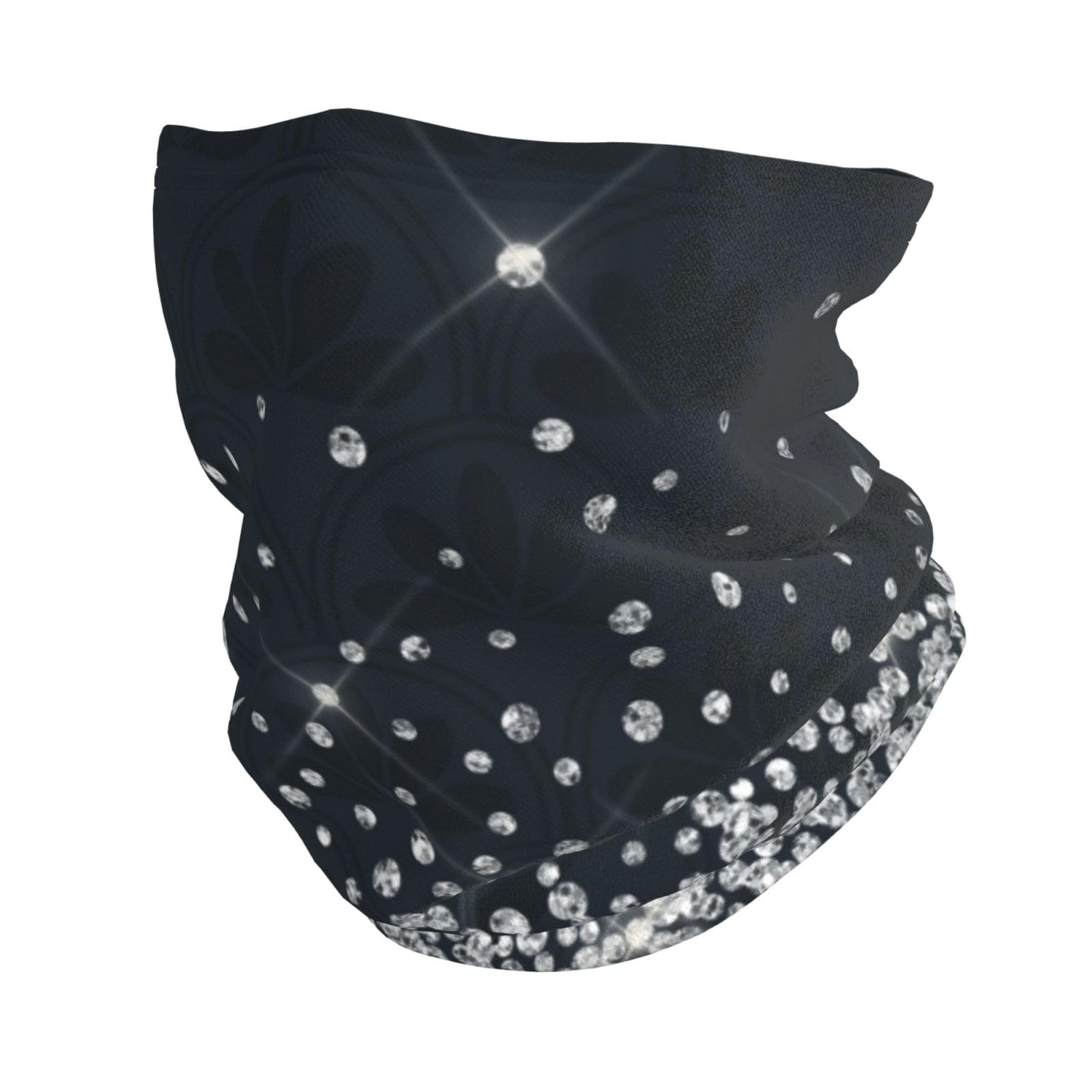 Poadnly Unisex As Picture Neck Gaiter Soft Face Cover Neck Warmer Tube Half Face Mask Scarf Balaclava,Black Silver Glitter Diamond Sparkly