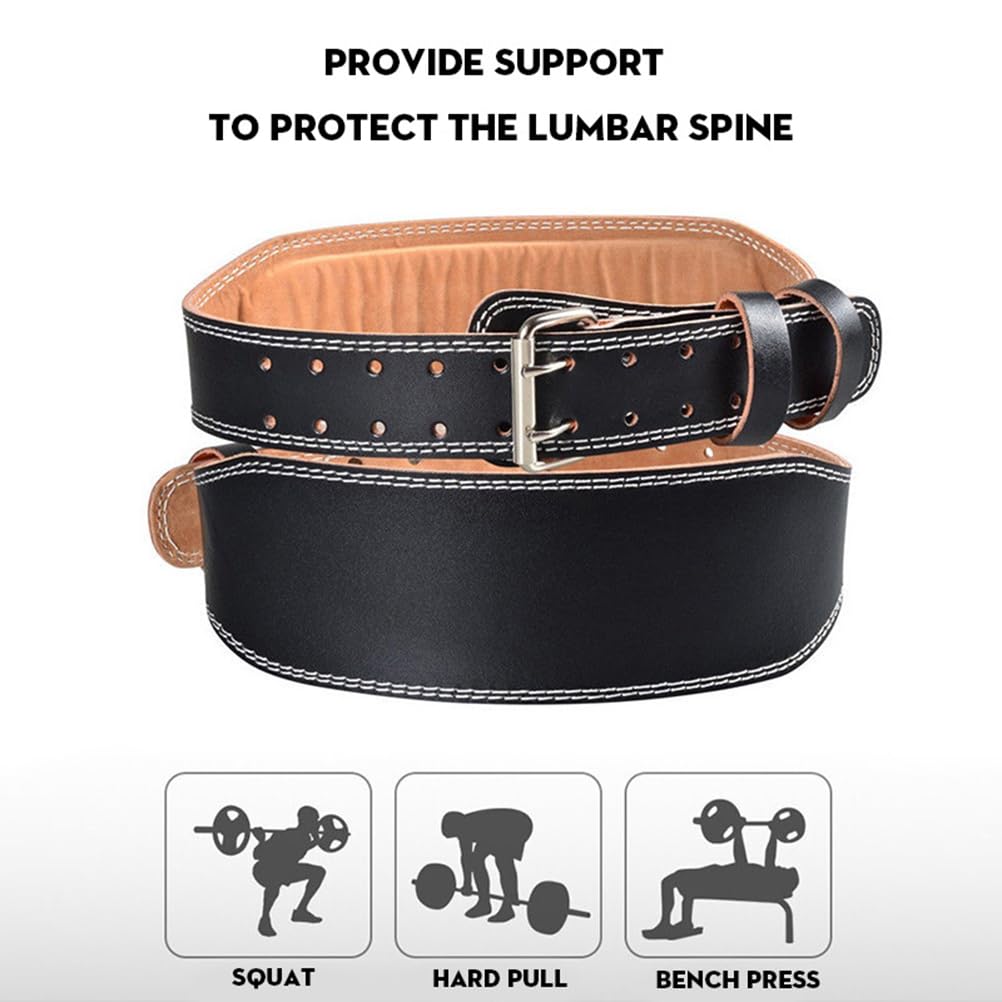 GLEAVI Men's Leather Belts Exercise Belt Powerlifting Belts Waist Support for Man Squats Belt Waist Support Belt Black Protective Back Strap Protective Gear Protection Belt Lever Sports
