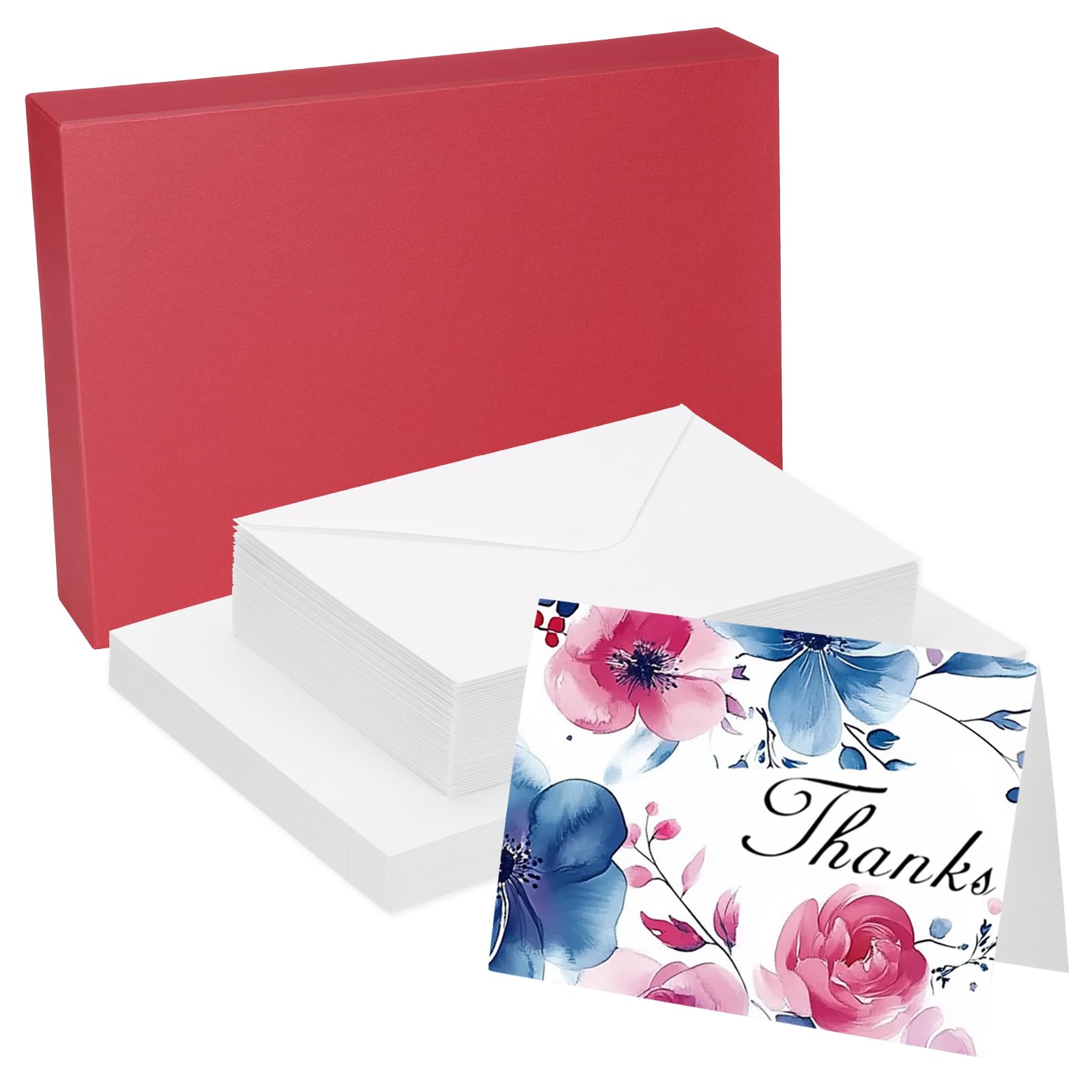 PATIKIL 25 Sets Pure Cotton Watercolor Cards 140lb/300 GSM Postcards with Envelopes for Art Painting Creative Thank Notes 5x7 Inch Foldable Size(Red)