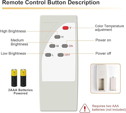 Miniatura 8 de Paquete de 2 bombillas LED recargables de 5500 mAh, 500 lúmenes, 2700 K-6000 K, bombillas regulables con control remoto, puerto de carga USB-C
