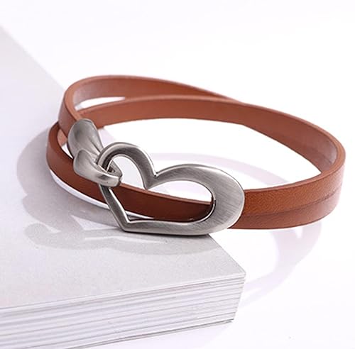 Miniatura 5 de Long tiantian Heart Leather Bracelets for Women Boho Western Jewelry for Women Cowboy Vintage Jewelry PinkRed Wrap Cuff Bracelets Valentines Day