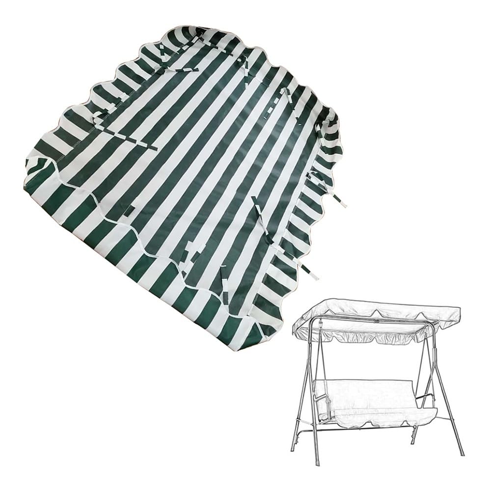 Copertura di Ricambio per Dondolo da Giardino Copertura Dondolo 2-3 Posti Copertura per Dondolo Hollywood Impermeabile Telo Ricambio Anti-UV Strisce(Green,210x145cm/83x57in)