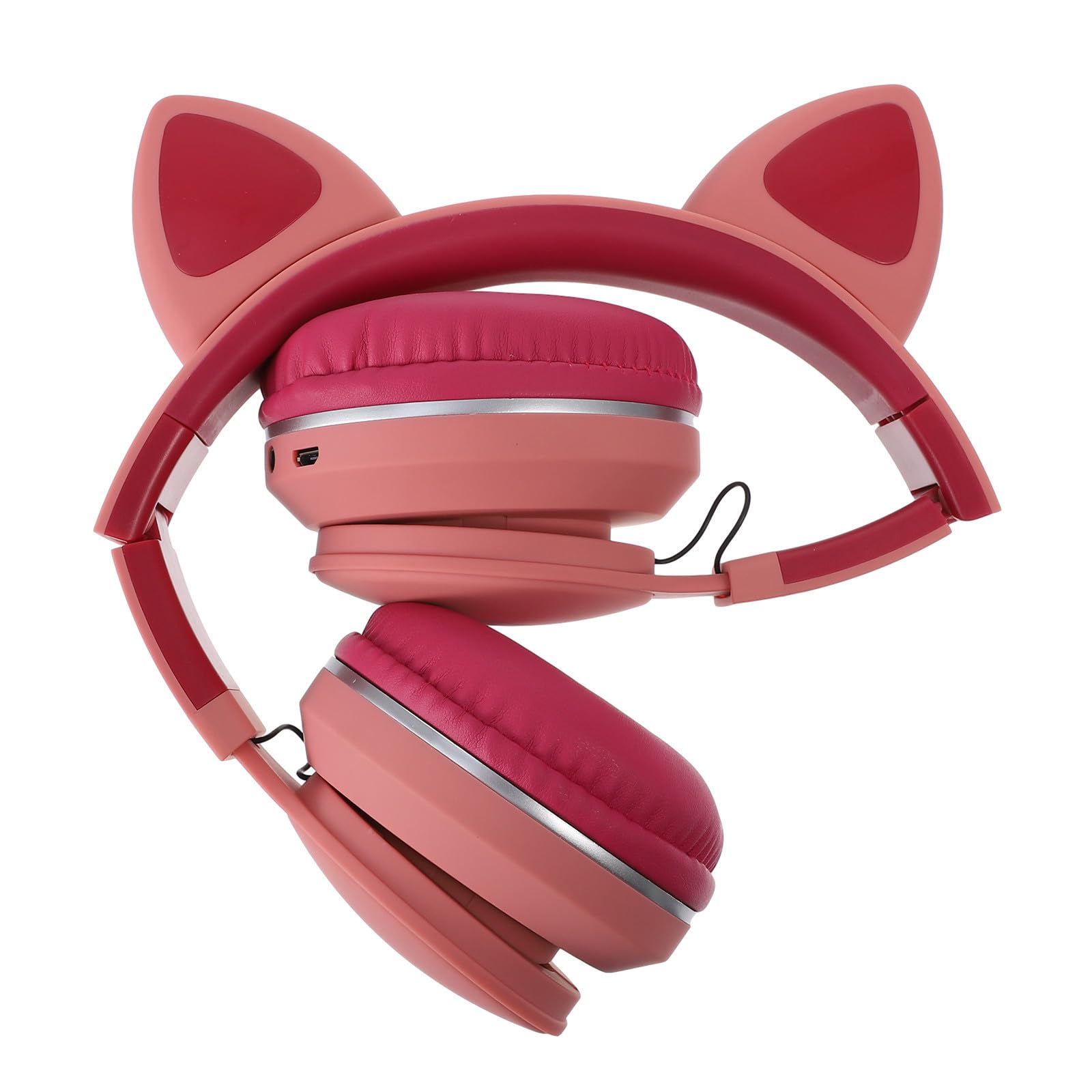 SHINEOFI Auriculares Inalámbricos Orejas de Gato Led, Rosa, Abs