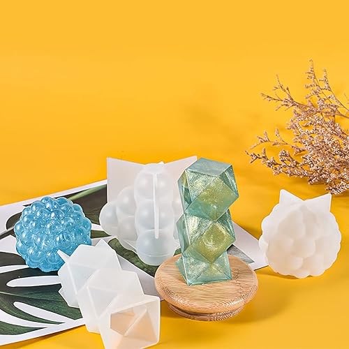 Miniatura 7 de Cjeuxnr 10 moldes de vela cilíndrica, molde de arte para manualidades, molde de vela de resina de silicona 3D, moldes de silicona para hacer velas