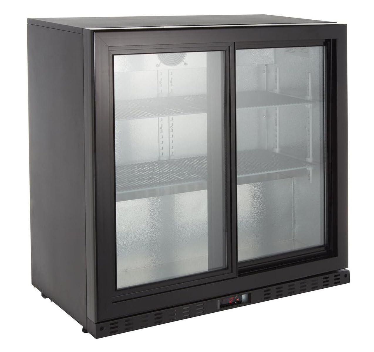 GastroHero Frigorifero posteriore bar nero - 208 l - porta scorrevole in vetro - freddo ventilato - ECO 230 | CHR Forniture per il catering