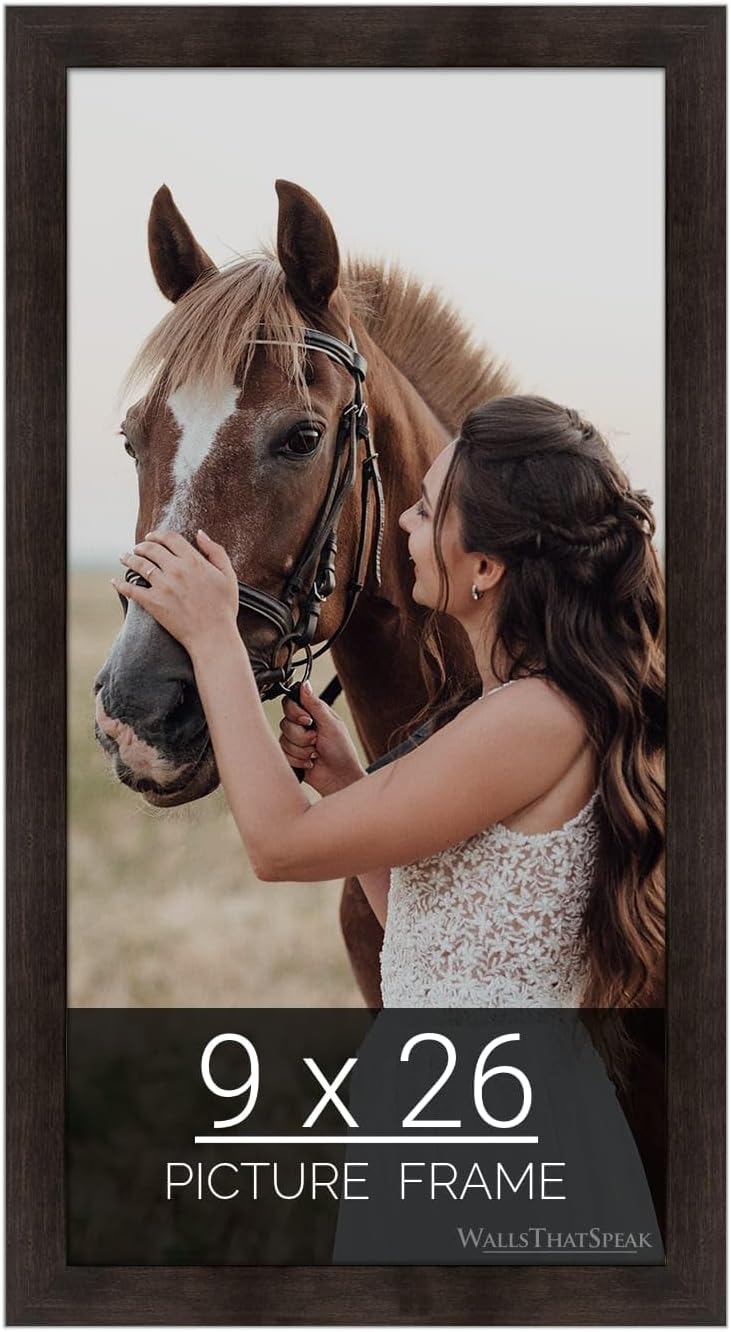 wallsthatspeak 9x26 Espresso Brown Picture Frame for Puzzles Posters Photos or Artwork