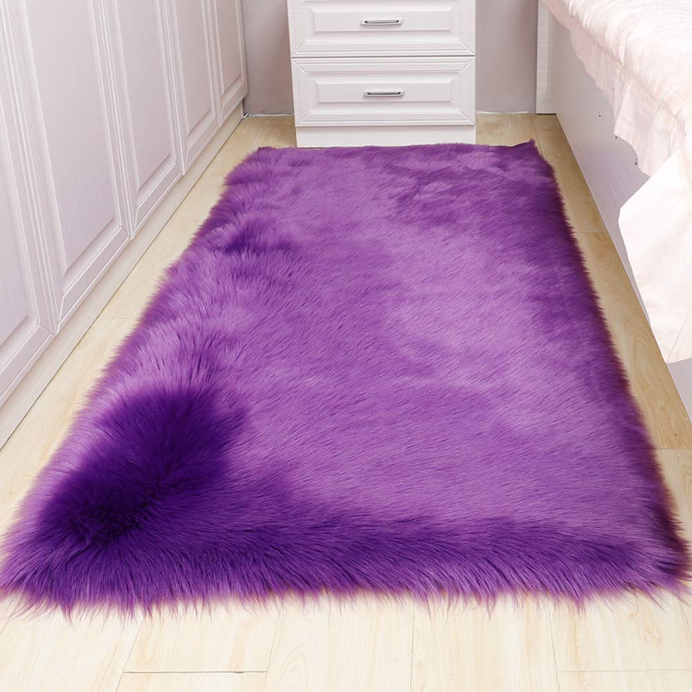 VBGHB False Sheepskin Rug Area Rug,Soft Shaggy Rug Floor Mat,Luxury Bedside Carpet for Bedroom Living Room-f 70x160cm(28x63inch)