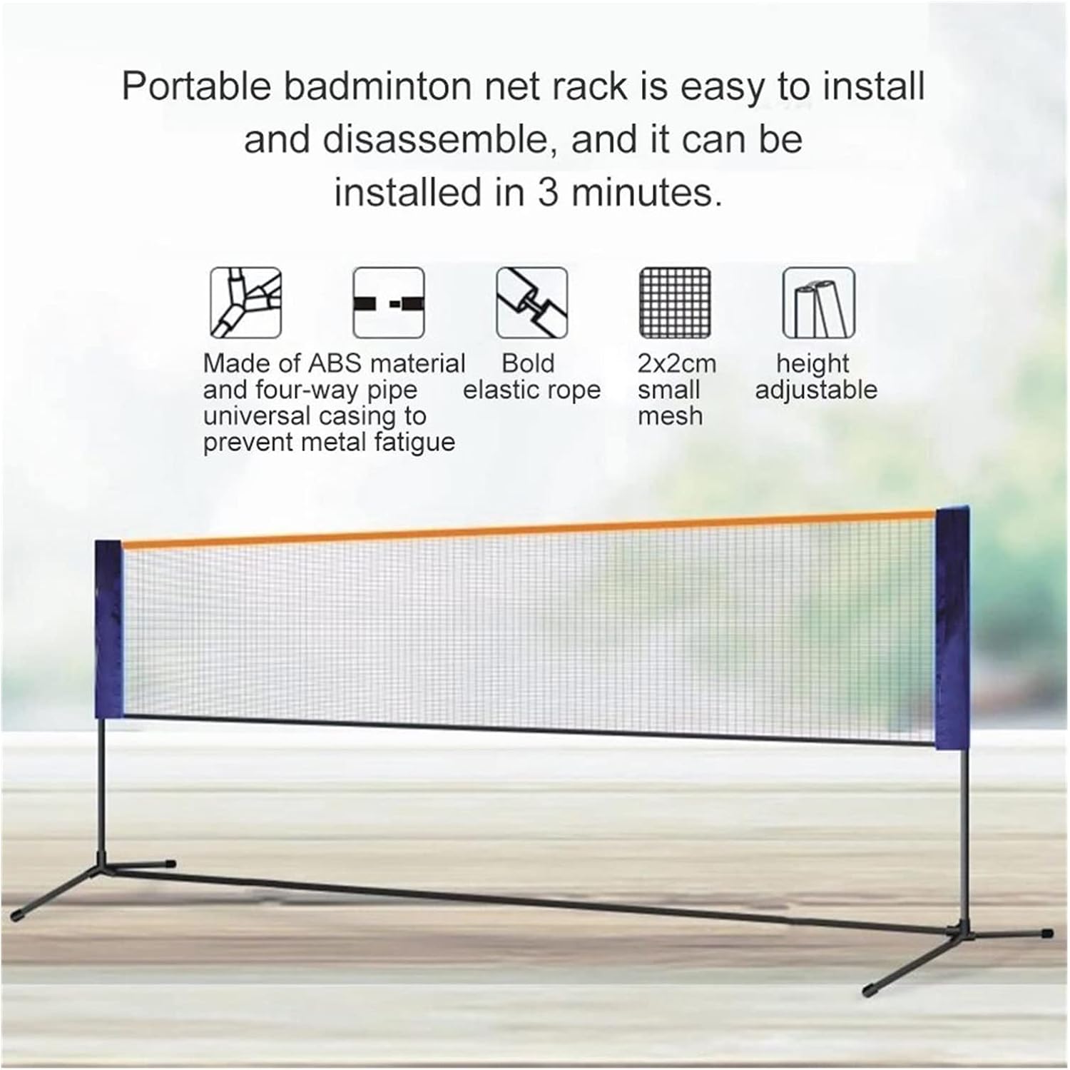 ZZSRJ Portable Badminton Net Set Volleyball Net Tennis Rope Standard Professional Net Net Beach Tennis Net Sports Outdoor (Color : Blue, Size : One)