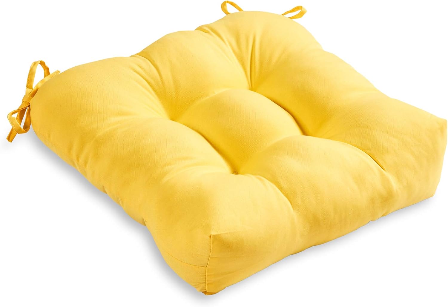 South Pine Porch Outdoor 20-inch Square Tufted Seat Cushion, Sunbeam