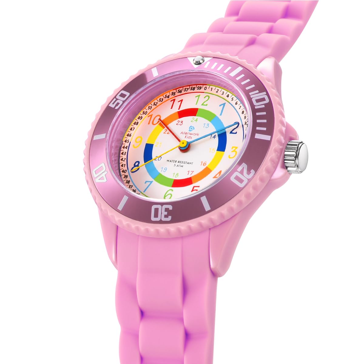 Alienwork Kids Orologio di Apprendimento Bambini Ragazzi Ragazze Tempo di Apprendimento Impermeabile 5 ATM