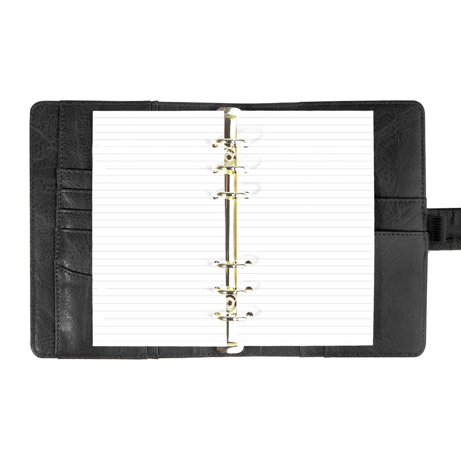 Raccoglitore formato A5 a 6 anelli, in pelle PU, ricaricabile, con fogli sfusi vuoti, fogli larghi, fogli sfusi con chiusura magnetica