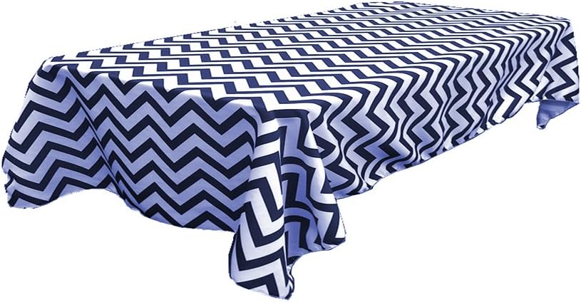 Rectangular Chevron Tablecloth 60x120 Inches (NAVY BLUE & WHITE) By Runner Linens Factory