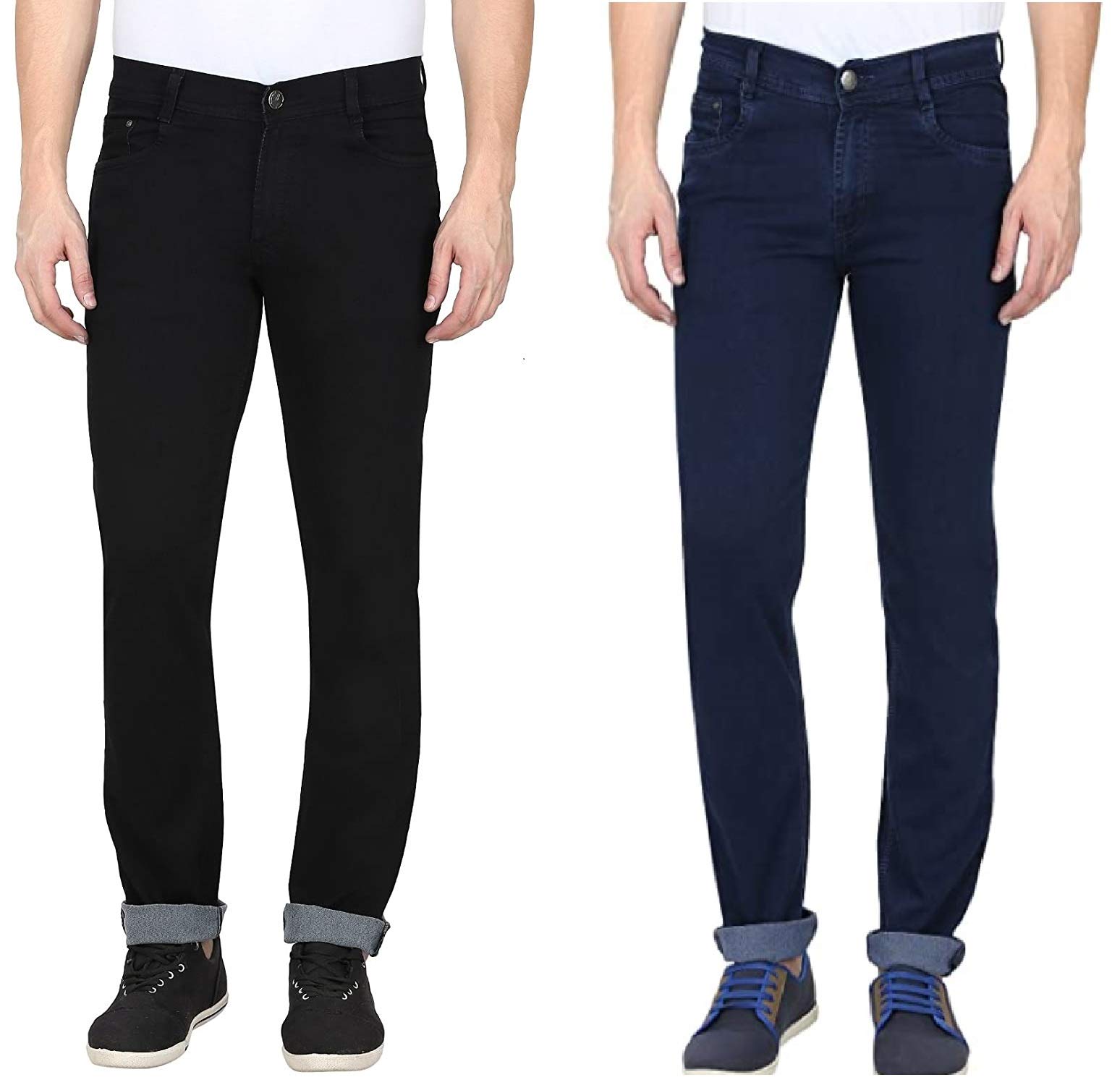Gradely Men Stylish Fashion Regular Fit Wear Jeans Combo Pack of 2 - Black and Navy Blue