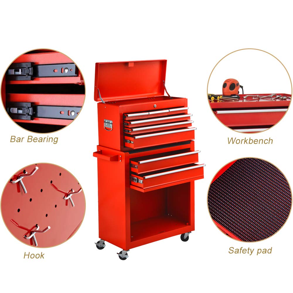IChoice Big Rolling Tool Chest Tool Box, 8Drawer High Capacity Tool