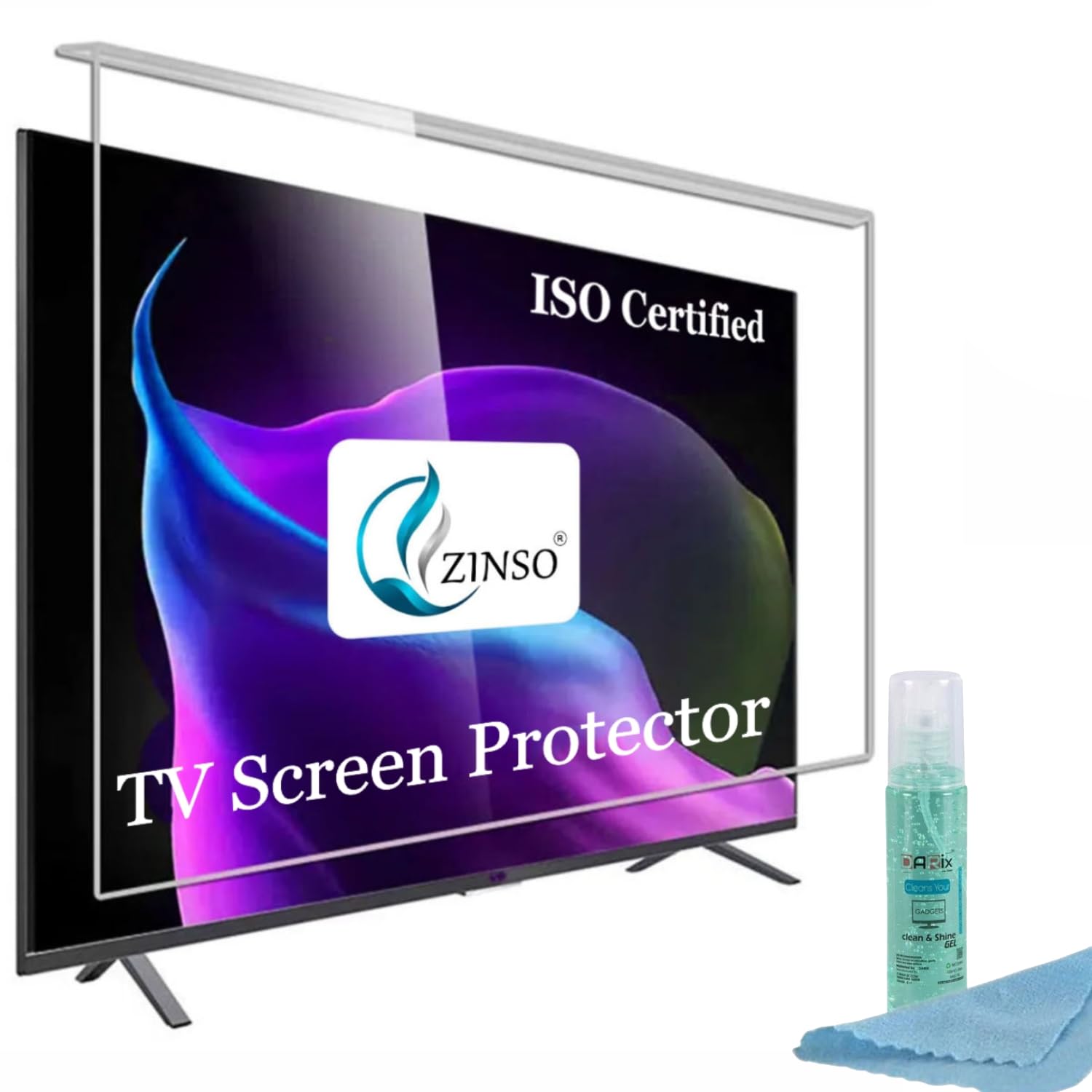 ZINSO® 32 inch 3mm Acrylic TV Screen Guard | 9H Hardness | Scratch & Splash Resistant | ISO Certified Protection with Ultra HD Clarity