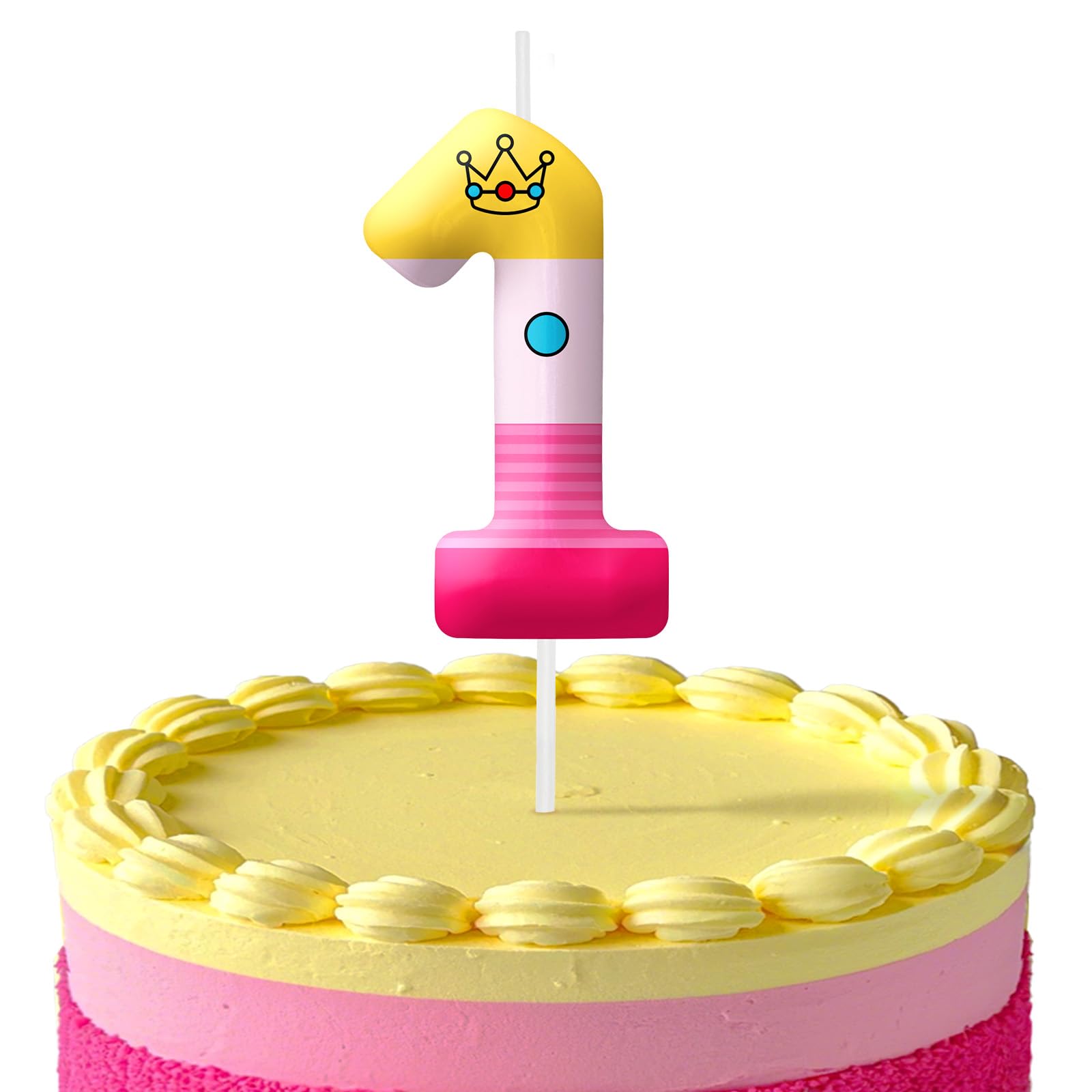 Pink Cartoon Birthday Candles, Number 1 Candle Pink Themed Birthday Party Supplies, 2.4 inch Birthday Candles for Cake Topper Party Decorations,