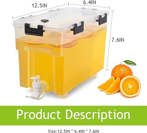 Miniatura 7 de Dispensador de bebidas de 1.5 galones para refrigerador, dispensador de bebidas con grifo. Dispensador de leche, limonada, recipientes de jugo con