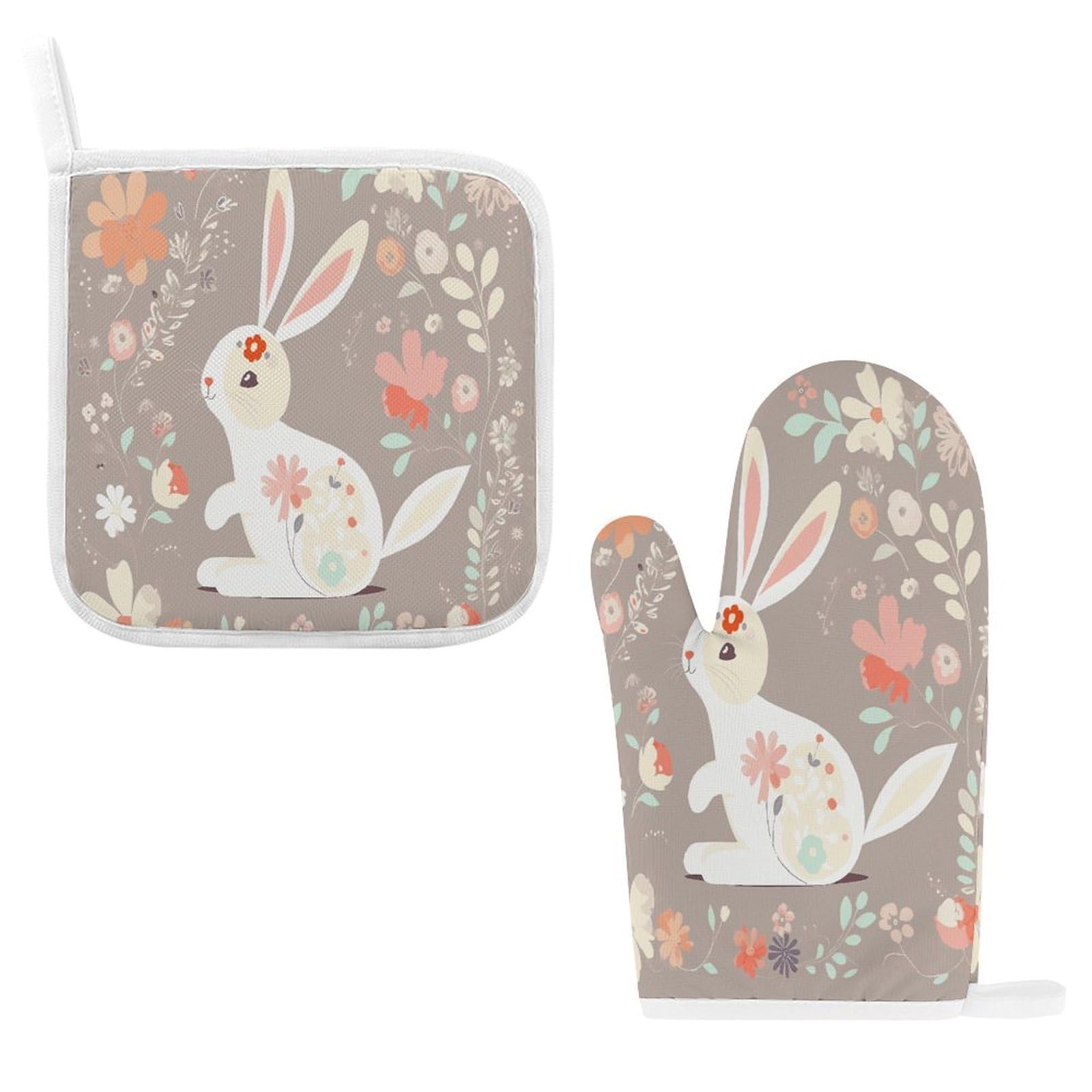 Fodpand Style Easter Bunny Floral Oven Mitts And Pot Holders Sets