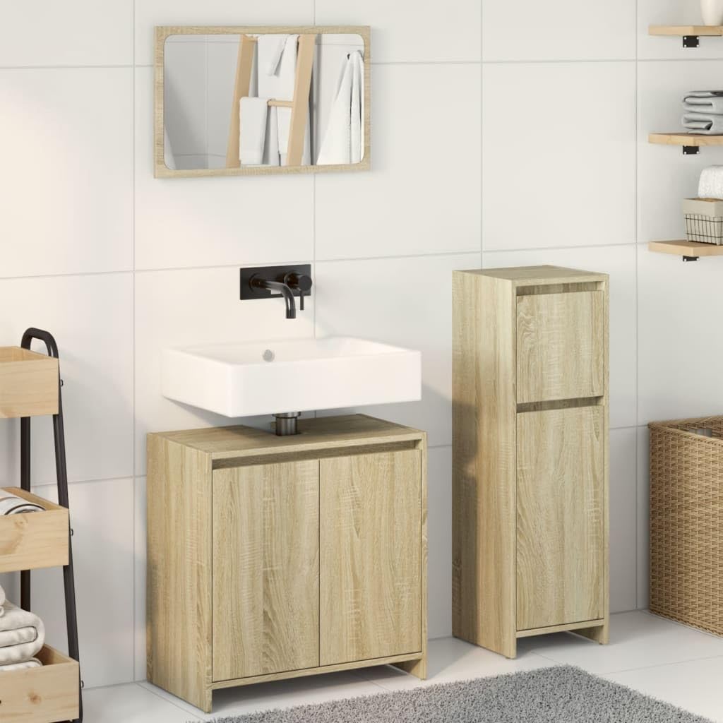 Juego de Muebles de Baño Madera Procesada Sonoma Roble