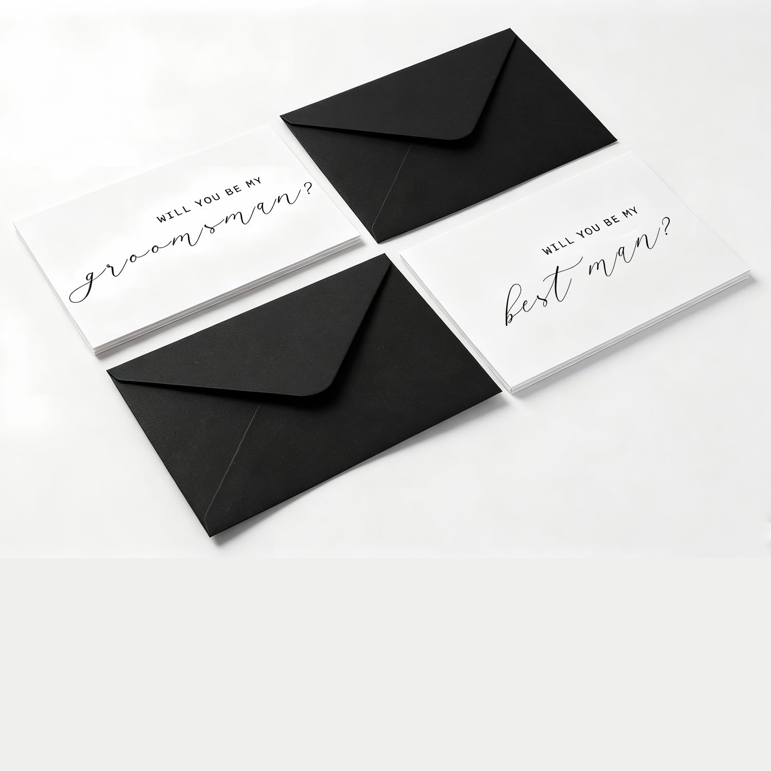 Spakon 12 Pcs Groomsmen Proposal Cards, 10 Groomsman & 2 Best Man Cards, with Black Sealing-Sticker Envelopes, Matches Our Bridesmaid Cards, Premium Blank Interior for Personalized Message, 5.9"x3.9"