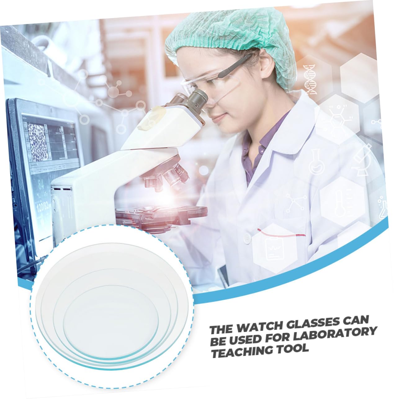 Thickened Glass Watch Glass 8pcs Lab Watch Glasses for Teaching School Experiments