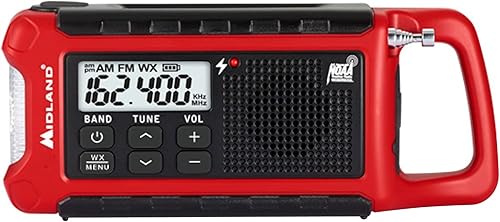 Miniatura 2 de Midland ER210 - Radio AMFM compacta de emergencia con manivela, múltiples fuentes de alimentación que funciona como linterna de emergencia SOS,