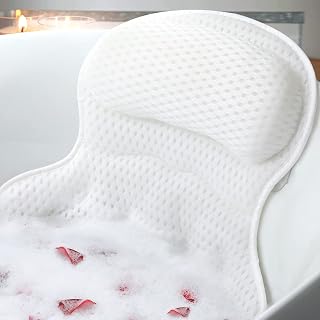 Ozyalo Luxury Bath Pillow for Tub - Neck Back Support, Soft 4D Mesh, Non-Slip Suction Cups, Fast-Drying Spa Accessory