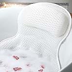 Bath Pillow Bathtub Pillow, Luxury Bath Pillows for Tub Neck and Back Support, Bath Tub Pillow Headrest with Soft 4D Mesh Fabric and Non-Slip Suction Cups, Relaxing Bath Accessories Spa Gifts