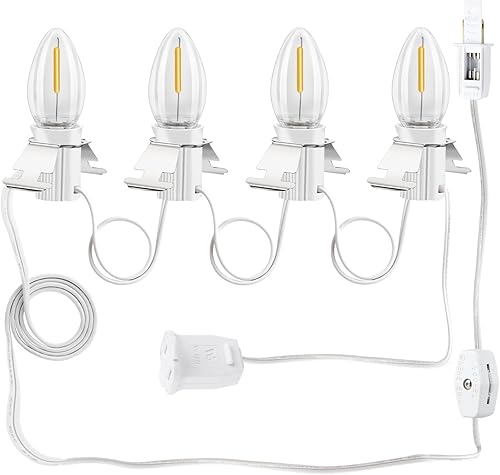 Cable de accesorio con 4 bombillas LED, bombilla LED C7, cable de clip de luces de Navidad, Halloween, cabina, calabazas, decoración de ambiente al