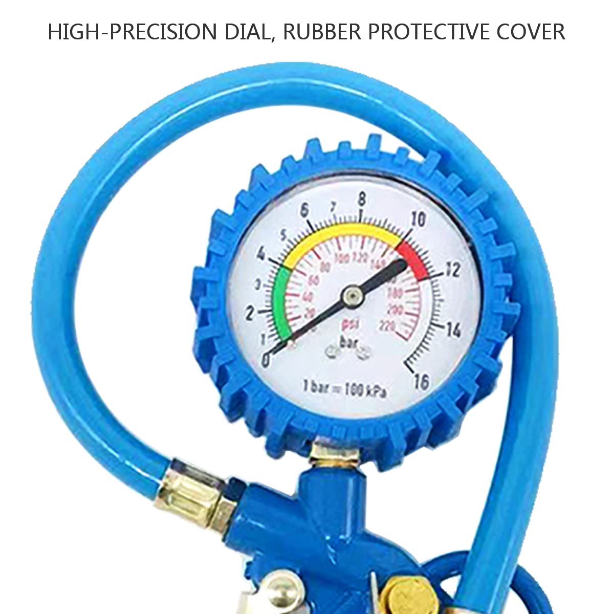 Manometro per Pneumatici 10,7 mm Pistola per Pressione Pneumatici con puntatore Meccanico a Porta Gonfiabile per Auto, Moto, Bicicletta
