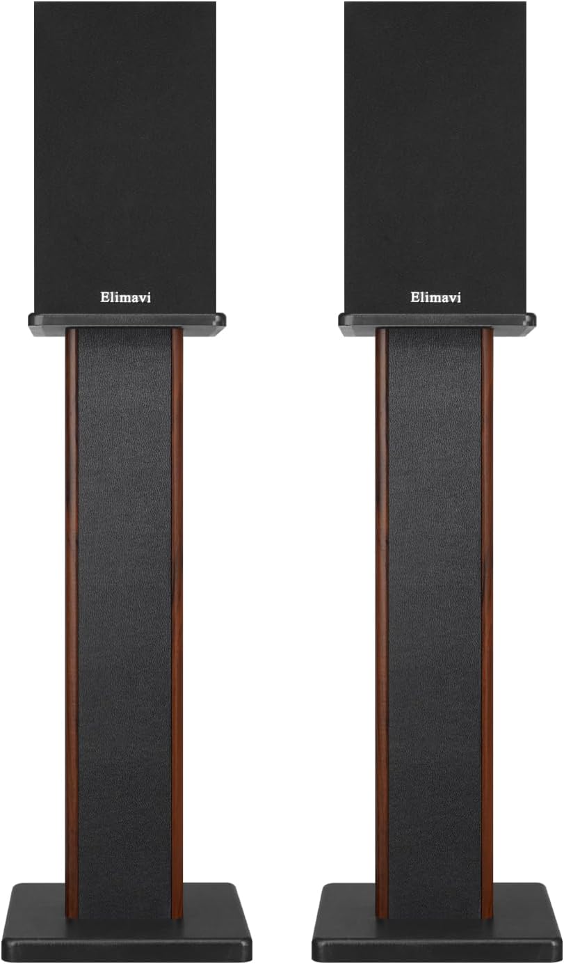 Universal Floor Speaker Stands, 22.64 Inch Surround Sound Stands Supports 150LB, Non-Slip Pads & Cable Ties, for Bookshelf Speakers,Satellite Speakers,Studio Monitors, Easy Installation, Brown