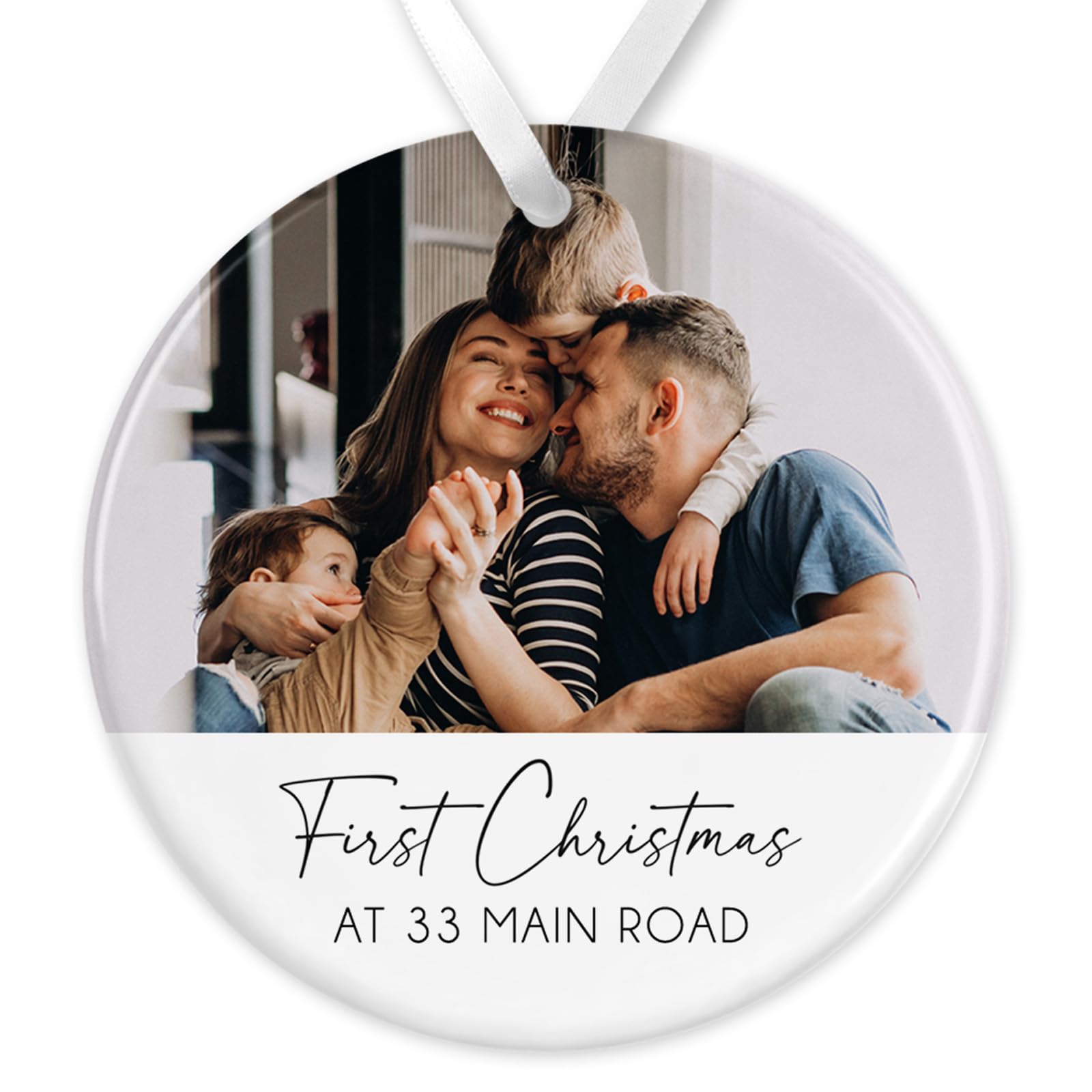 Personalised Christmas Bauble | First Christmas At New Home Baubles | 1st Christmas At Ornament | Custom New House Bauble Keepsake | Christmas New Home Gift (Photo Upload)