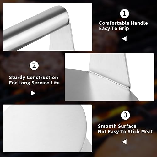 Miniatura 7 de ALLTOP Smash - Prensa de hamburguesas antiadherente de acero inoxidable para plancha plana, parrilla, barbacoa, cocina, herramienta redonda grande