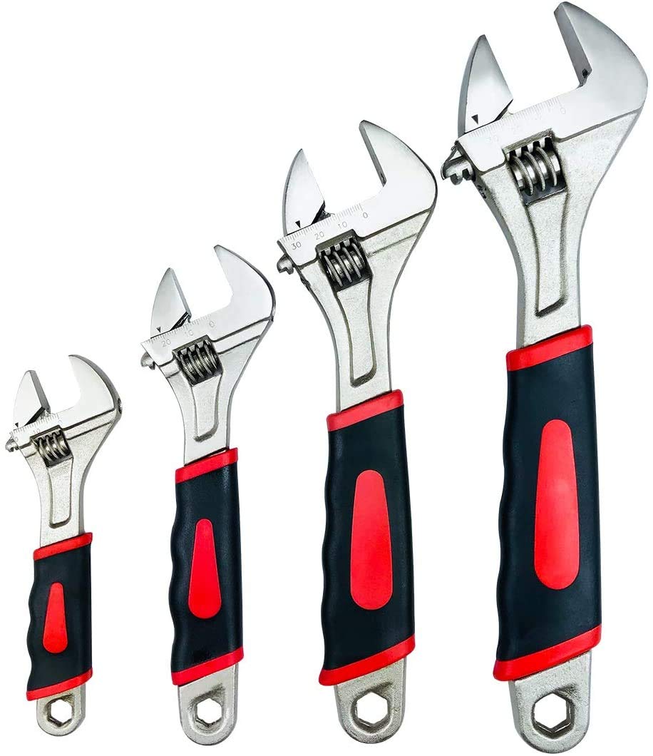 Adjustable Spanner Set, 5PCs Adjustable Wrench Set Multifunctional Wrench with Reversible Wide Opening Jaw