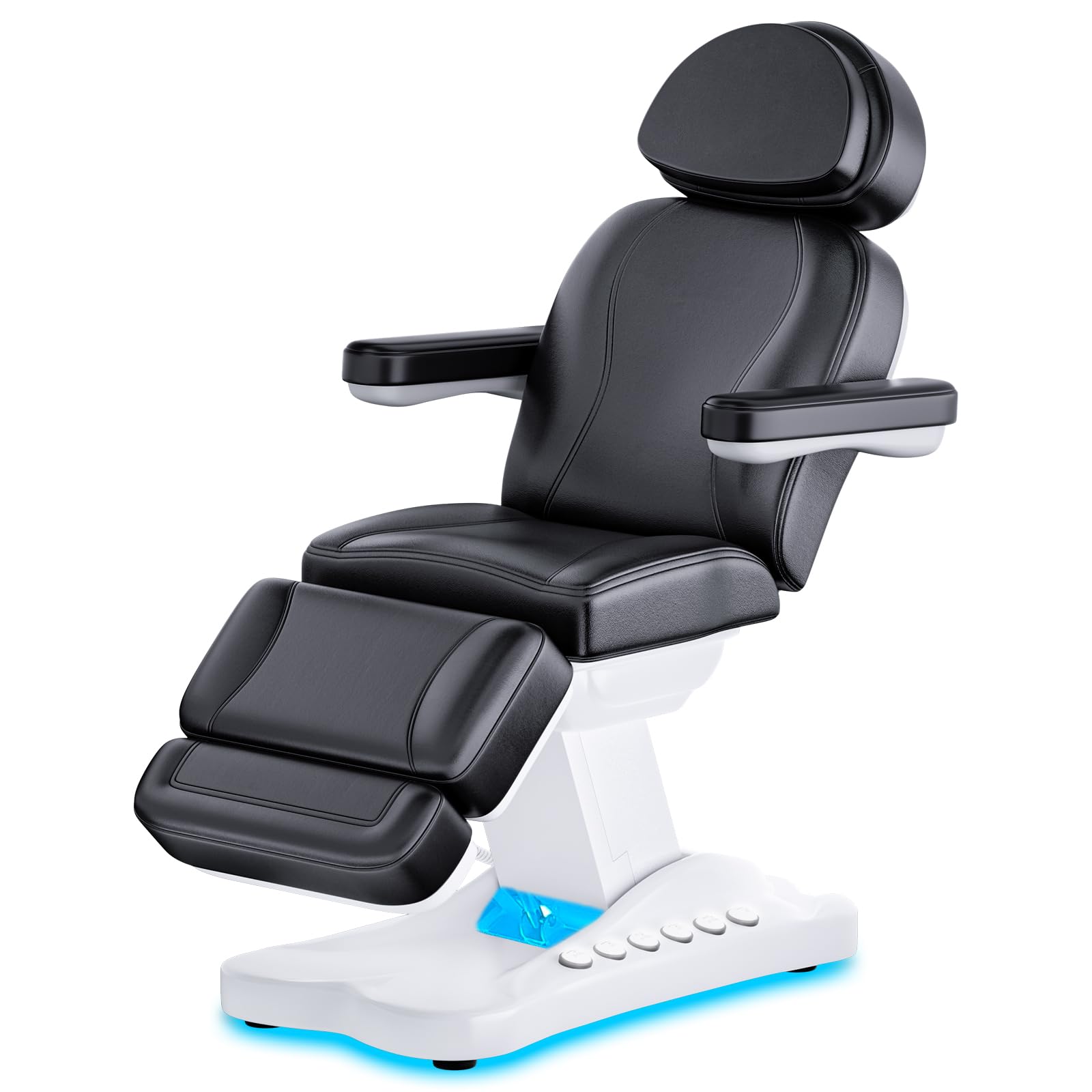 Zumic Full Electrical Aesthetic Chair with Lights for Clients, 3-Motors 200W Adjustable Tattoo Facial Beauty Bed with Remote Control, Capacity 550LBS