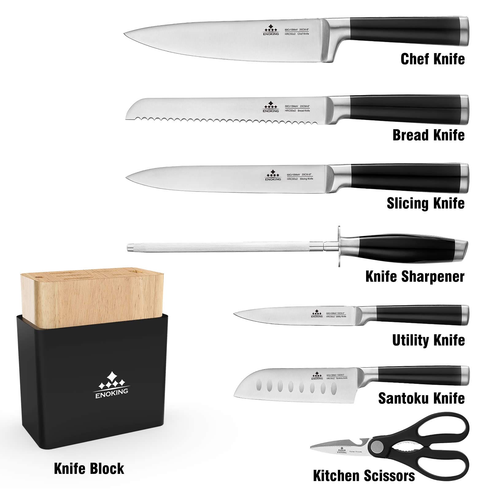 Buy Knife Set, ENOKING 8 Pieces Kitchen Knife Set, Chef Knife Set with
