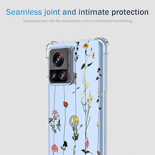 Miniatura 3 de OEURVQO Funda para Moto Edge X30 Pro Edge 30 Ultra transparente con patrón de flores de TPU suave, a prueba de golpes, antiarañazos, funda