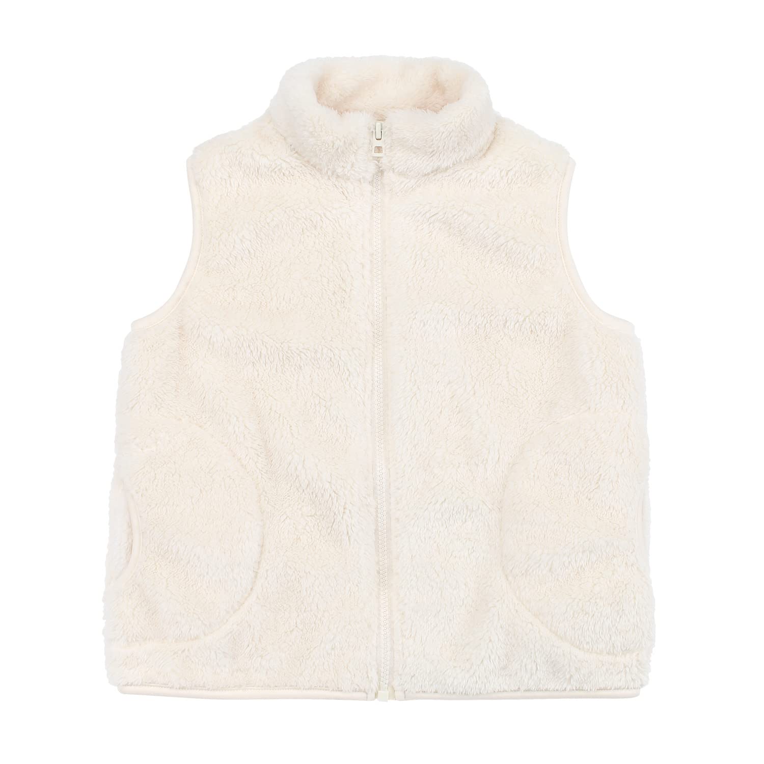 JESKIDS Girls' Boys Sherpa Fleece Vest Outwear Lightweight Solid Color Cute Jacket with Pockets 2-11 Years