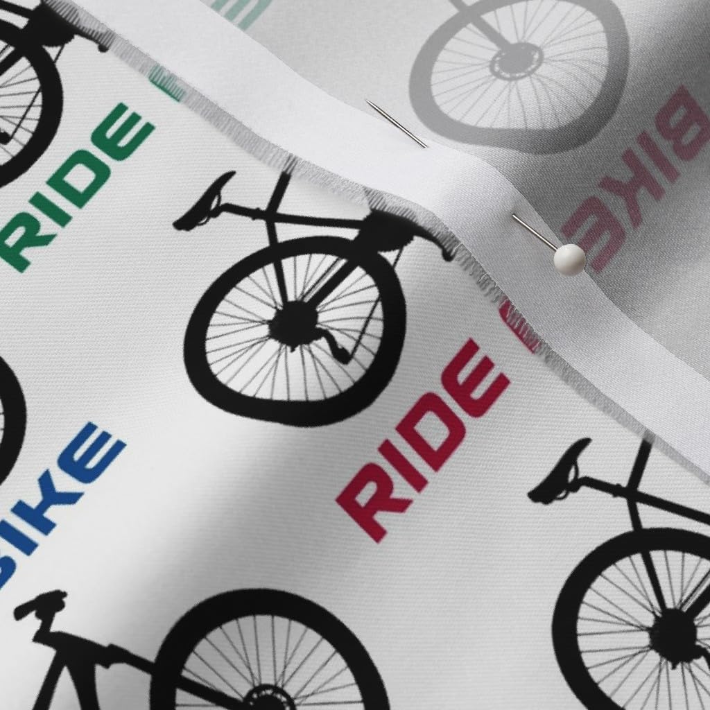 Spoonflower Fabric - Bike Bikes Mountain Bicycles Cycling Printed on Organic Cotton Sateen Fabric by The Yard - Sewing Quilting Apparel Home Decor